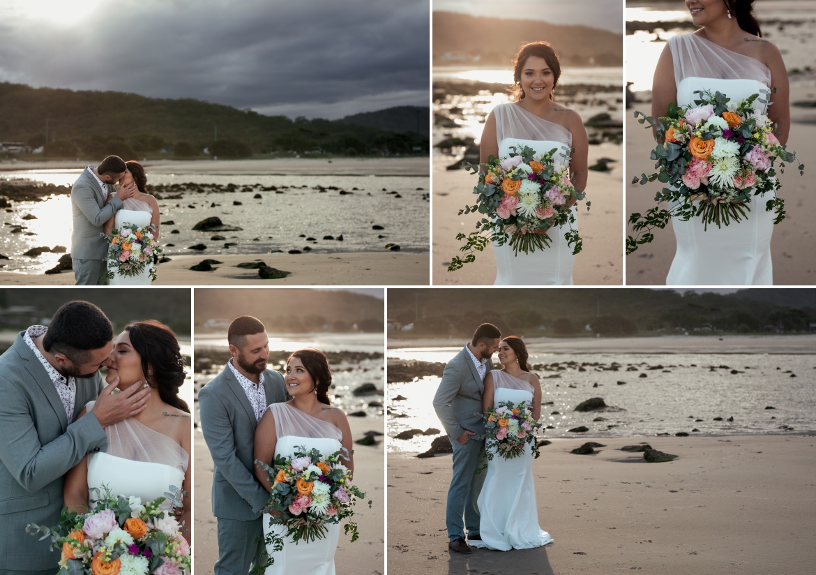 cabrita beach nsw elopement portraits with bouquet