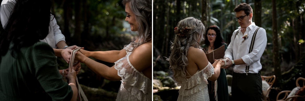 Crystal creek rainforest retreat elopement handfasting ceremony with bohoelope