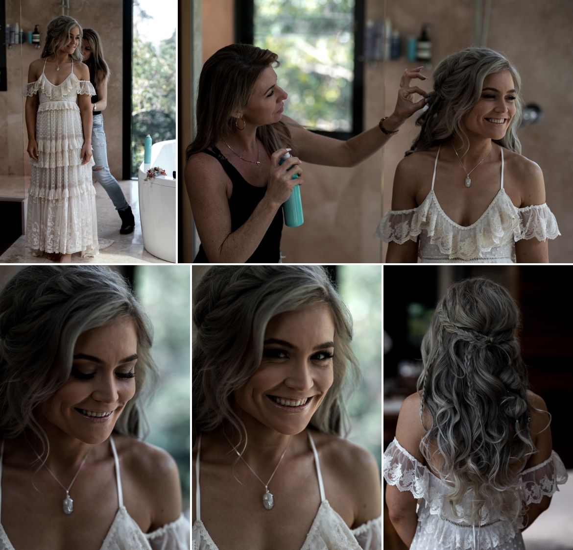 Crystal creek rainforest retreat elopement hair and makeup for the bride. With ingalisa and bohoelope